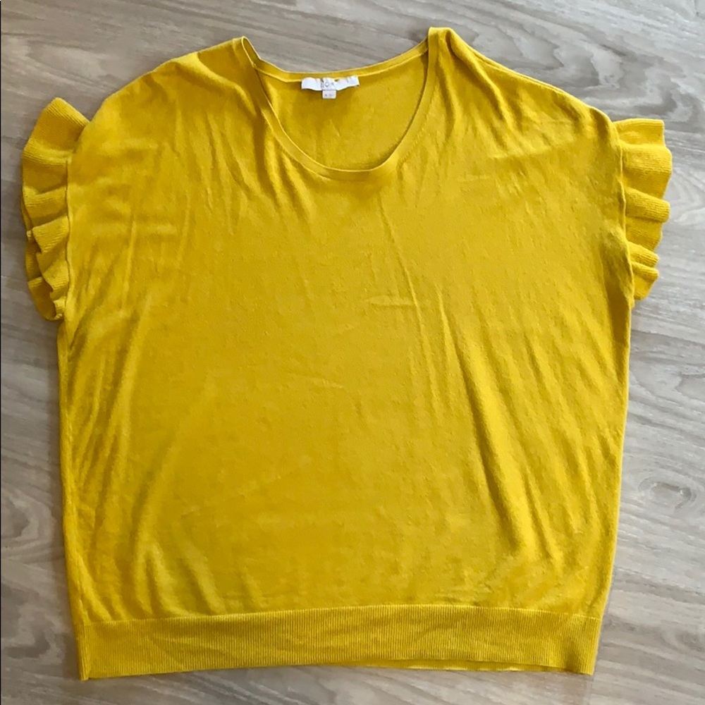 LOFT Golden Yellow Ruffle Top